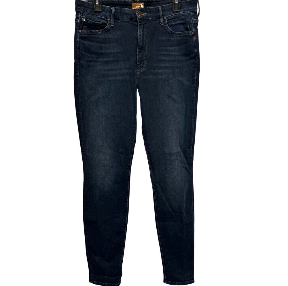MOTHER High Waisted Looker Jeans Size 32 Dark Wash Coffee Tea or Me Skinny